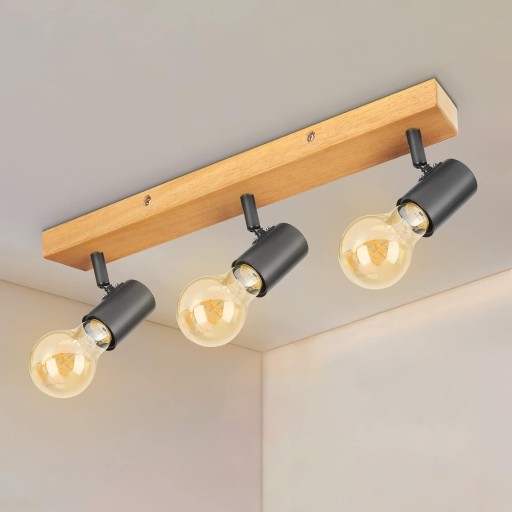 Zdjęcie oferty: Lampa Sufitowa  3-Punktowa Loft drewno Kimjo