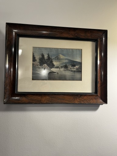Zdjęcie oferty: 3 obrazy ramy Biedermeier orzech, jedwab za szkłem
