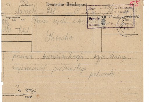 Zdjęcie oferty: 2 telegramy z 1946r na niemieckim druku