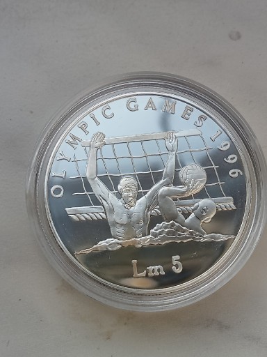 Zdjęcie oferty: Malta 5 Lirów 1996 r Atlanta srebro rzadka 