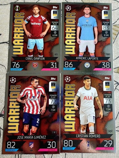 Zdjęcie oferty: 4 karty z serii Warrior – Topps Match Attax 2023/24