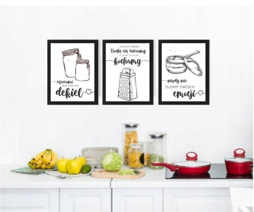 Zdjęcie oferty: Obraz z napisami do kuchni 3 szt., plakat w ramie A3