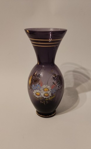 Zdjęcie oferty: Szklany duży wazon ręcznie malowany - lata 50/60