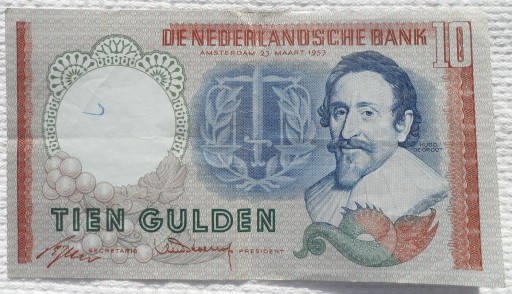 Zdjęcie oferty: Holandia 10 guldenów zł 1953 Prawnik Hugo Grocjusz
