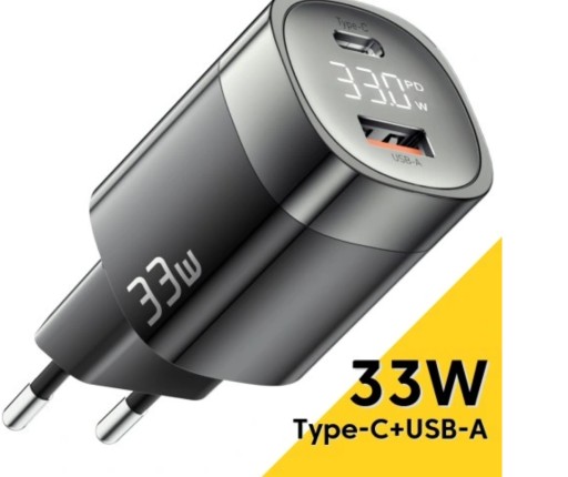 Zdjęcie oferty: Ładowarka Essager 33W USB C cyfrowy wyś. PD=czarna