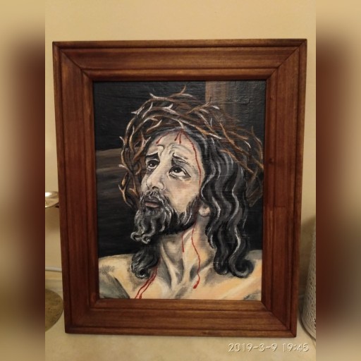 Zdjęcie oferty: Obraz ręcznie malowany pan Jezus ukrzyżowany