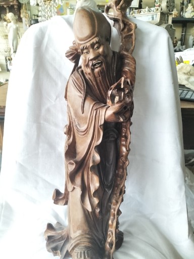 Zdjęcie oferty: Rzeźba drewniana Chiński Bóg Długowieczności 