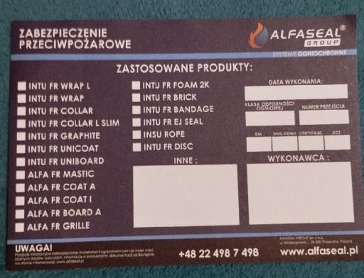 Zdjęcie oferty: Etykieta  do oznaczania przepustów ALFASEAL samoprzylepna.