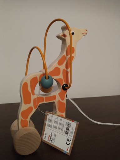Zdjęcie oferty: Żyrafa, drewniana zabawka do ciągnięcia