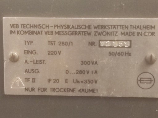 Zdjęcie oferty: Zasilacz laboratoryjny niemiecki AC 0-180V