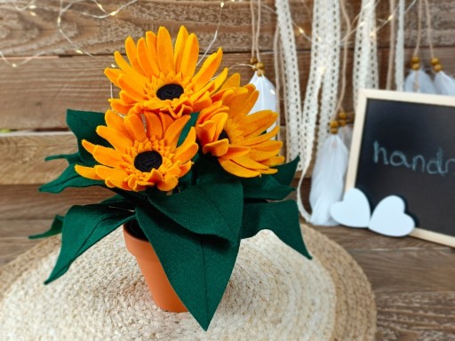 Zdjęcie oferty: Gerbera, kwiat z filcu, żółta