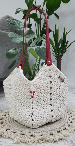 Zdjęcie oferty: Torba szydełkowa torebka shoperka ze sznurka tulipan rękodzieło boho