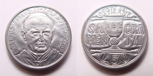Zdjęcie oferty: Watykan 50 lirów 1993 r. ŁADNA!