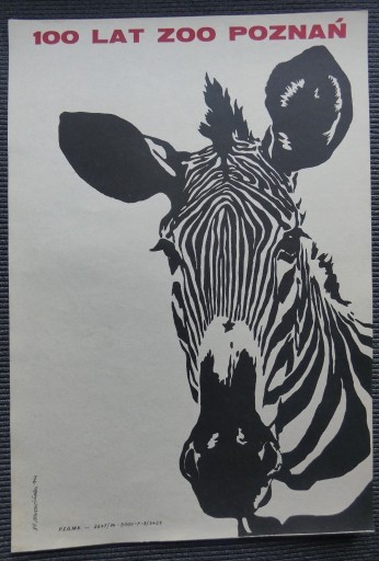 Zdjęcie oferty: plakat ZOO POZNAŃ Mrowiński 1974 Zebra PRL biały