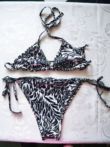 Zdjęcie oferty: Strój kąpielowy zebra czarno-biały kostium bikini