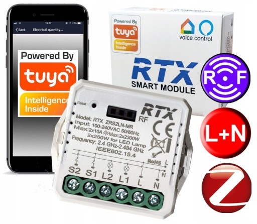 Zdjęcie oferty: Przekaźnik dopuszkowy 2-kanałowy Zigbee Tuya MINI RTX