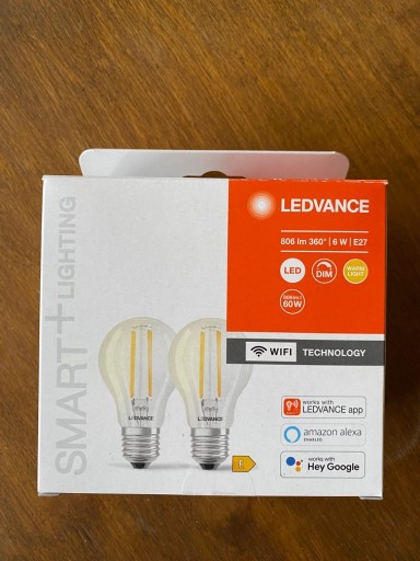 Zdjęcie oferty: 2x Żarówka LED Ledvance Smart+ Wi-Fi E27 6W 2700K
