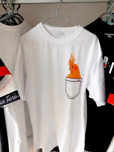 Zdjęcie oferty: Koszulka papuga nimfa XXL kieszonka ptak t-shirt