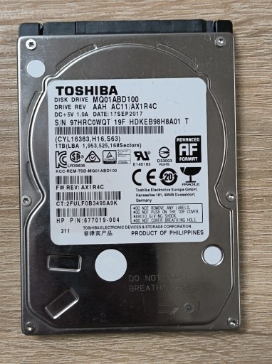 Zdjęcie oferty: Toshiba MQ01ABD100 1 TB 2,5 cala 2017