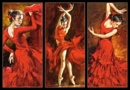Zdjęcie oferty: Puzzle 1000 Tancerka flamenco tryptyk