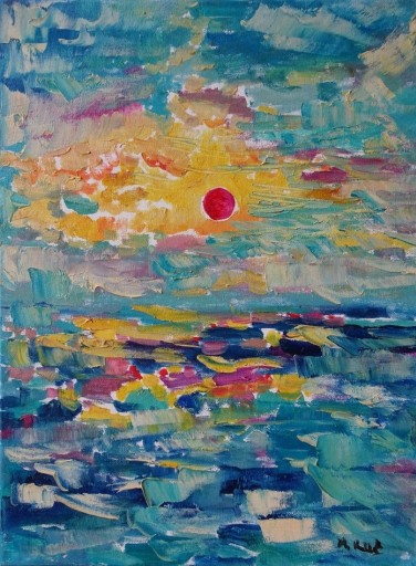 Zdjęcie oferty: obraz olejny kolorowy wschód słońca