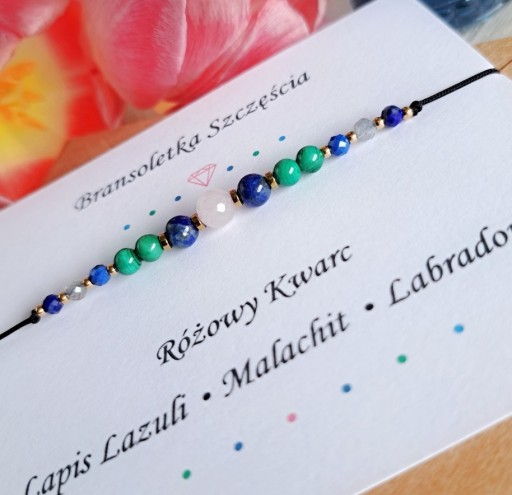 Zdjęcie oferty: Bransoletka RÓŻOWY KWARC LAPIS LAZULI … talizman