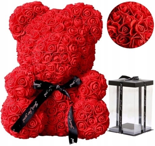 Zdjęcie oferty: Miś z róż 25cm z płatków róż prezent matki kobiet