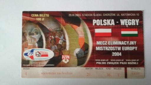 Zdjęcie oferty: Bilet Polska - Węgry 2003 r.