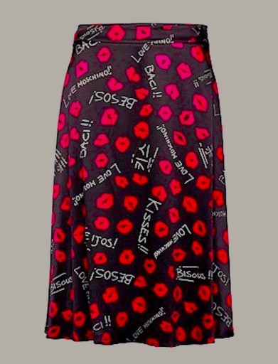 Zdjęcie oferty: Love Moschino Black in Red__Satynowa midi spódnica print__S/36 