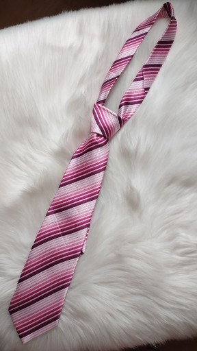 Zdjęcie oferty: Krawat męski różowo-fuksjowy paseczki Just Play