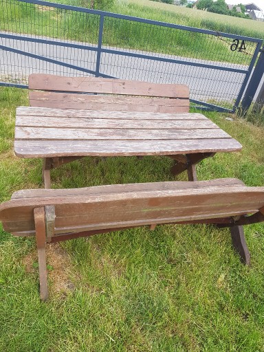 Zdjęcie oferty: Zestaw ogrodowy drewniany stół i dwie ławki 