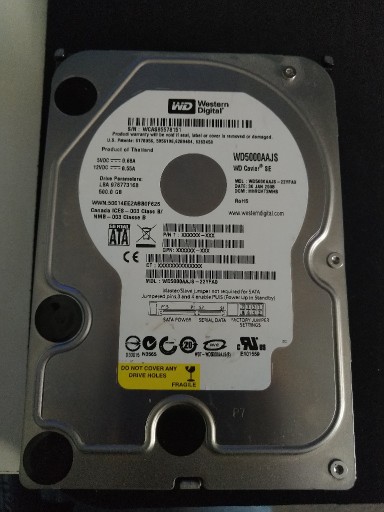 Zdjęcie oferty: Dysk 500GB 3,5" SATA WD5000AAJS w pełni sprawny