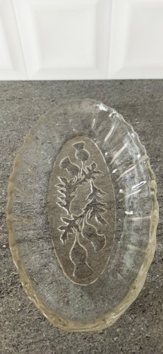 Zdjęcie oferty: Patera szklana owalna kwiaty osty Ząbkowice