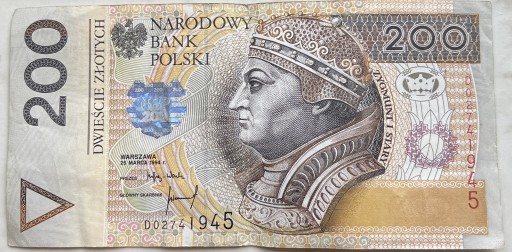 Zdjęcie oferty: Banknot 200 zł 1994 roku seria DO