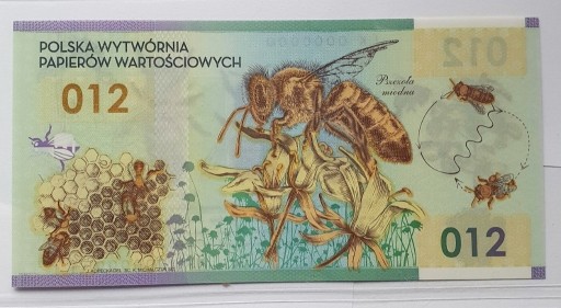 Zdjęcie oferty: Pszczoła Miodna 012 ,banknot testowy ,PWPW