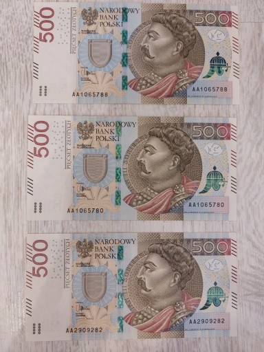 Zdjęcie oferty: Banknot 500zł seria AA - cena za 1 szt