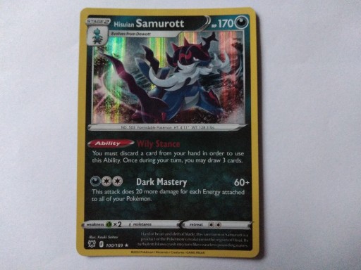 Zdjęcie oferty: Karta Pokemon Hisuian Samurott 100/189 Holo