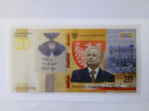 Zdjęcie oferty: 20 zł Kaczyński, "warto być Polakiem" banknot kole