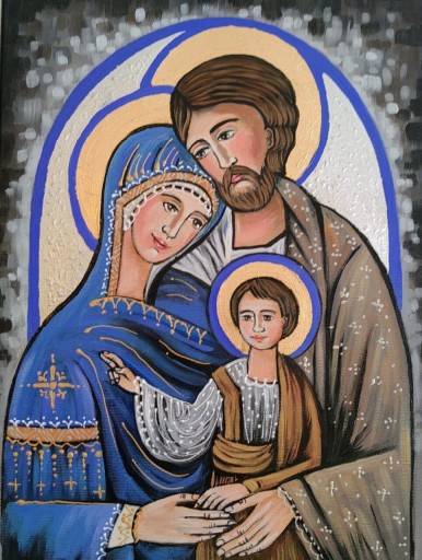 Zdjęcie oferty: Duży obraz Świętej Rodziny malowany na płótnie 