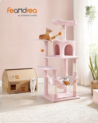 Zdjęcie oferty: Drapak Drzewko dla kotów 143cm RÓŻOWY Legowisko 