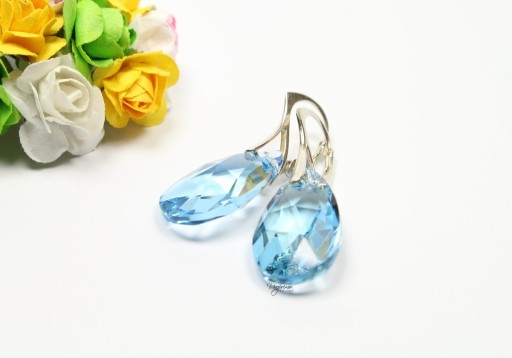 Zdjęcie oferty: Kolczyki srebrne Pear Aquamarine Swarovski