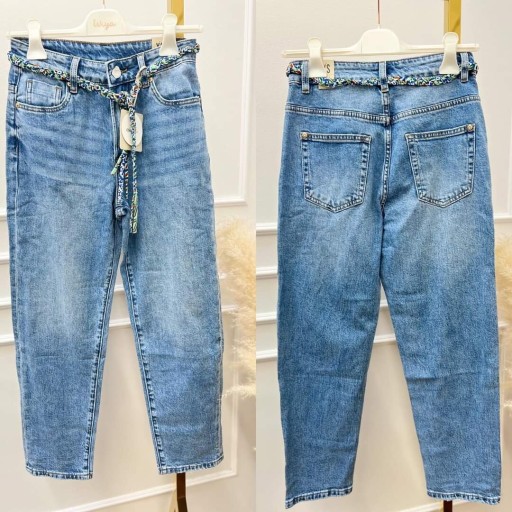 Zdjęcie oferty: Spodnie boyfriend z szarfą ! miękki Jeans 