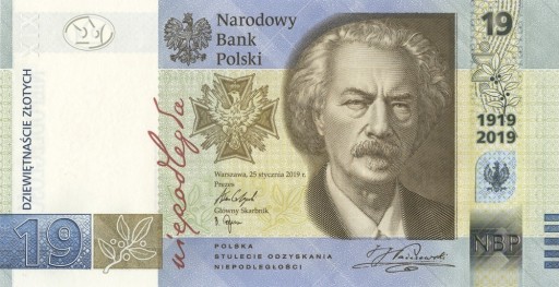 Zdjęcie oferty: Banknot 19 zł 100 lat PWPW 