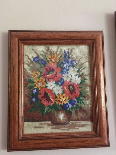 Zdjęcie oferty: Obraz haft krzyżykowy kwiaty maki  31x26 cm z ramk