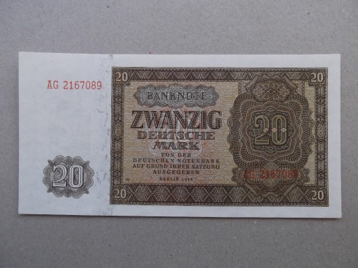 Zdjęcie oferty: Niemcy NRD 20 marek 1948 ser.AG   UNC