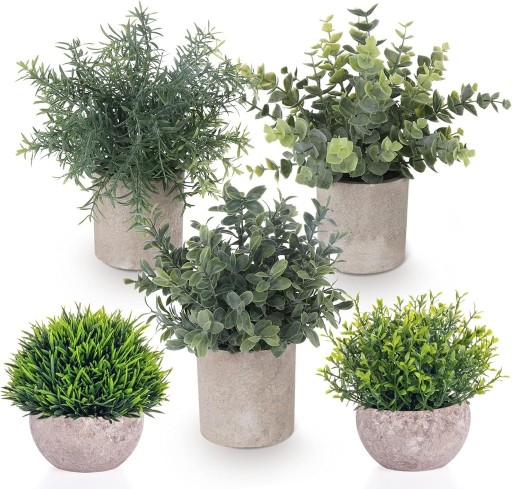 Zdjęcie oferty: Zestaw 5 mini doniczkowych sztucznych roślin