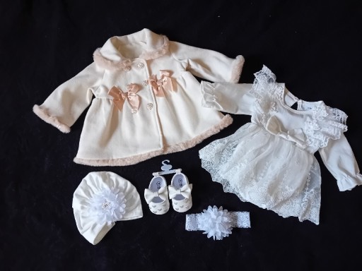 Zdjęcie oferty: Zestaw do chrztu 56-62 dla dziewczynki kremowo-biały