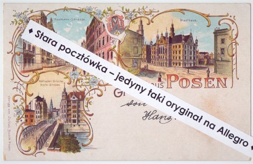 Zdjęcie oferty: POZNAŃ (POSEN) Litografia, herb miasta Busch ~1900