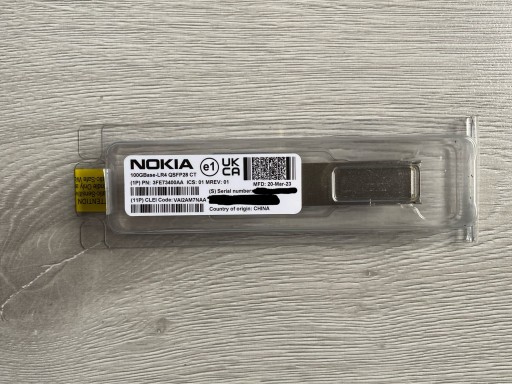 Zdjęcie oferty: Nokia 3FE73400AA VAI2AM7NAA 100GBASE-LR4 10 km SMF C-Temp QSFP28 Moduł