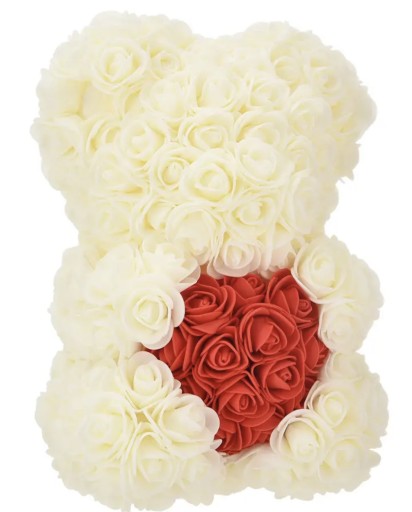 Zdjęcie oferty: Róże miś prezent biały